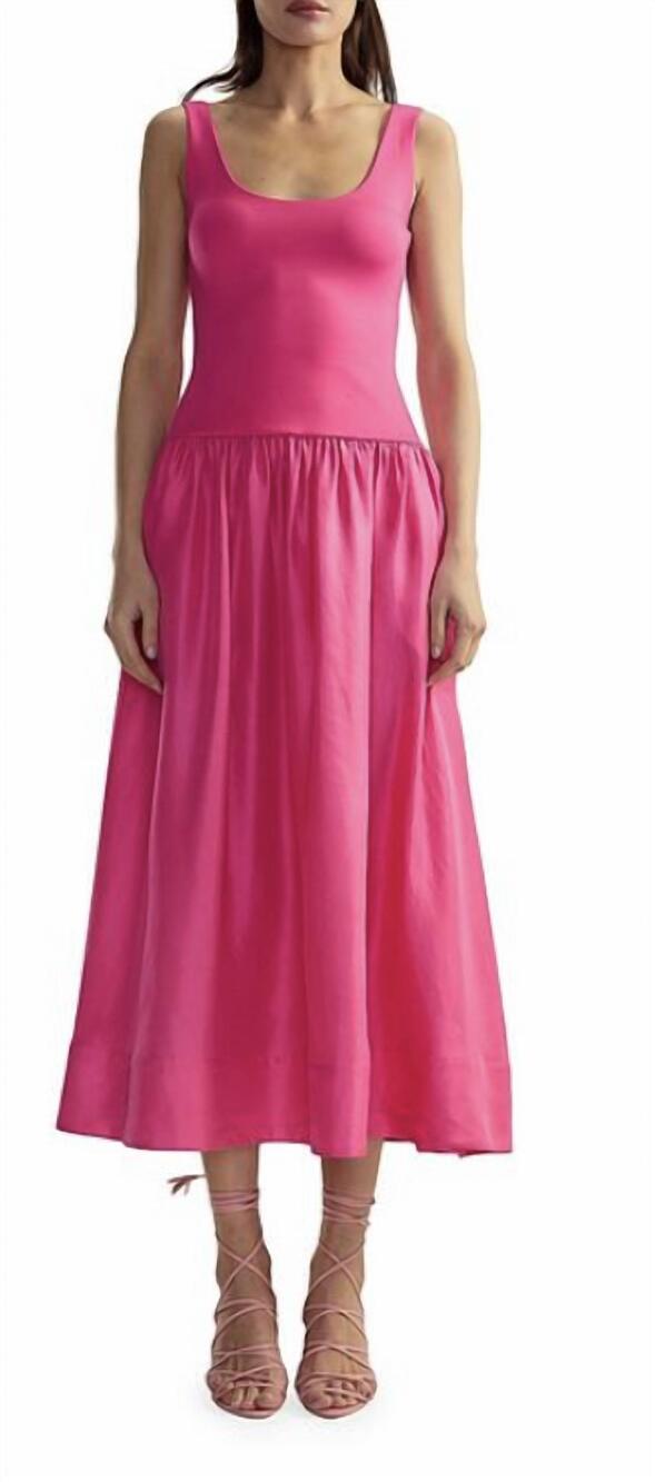 NEW CYNTHIA ROWLEY silk lycra combo dropwaist dress in pink